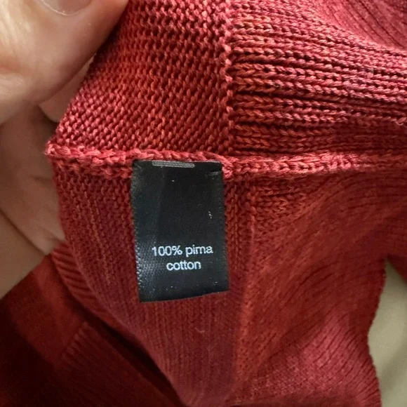 Peruvian Connection Pima Cotton Red Turtleneck Sweater Women's Medium - Picture 7 of 8
